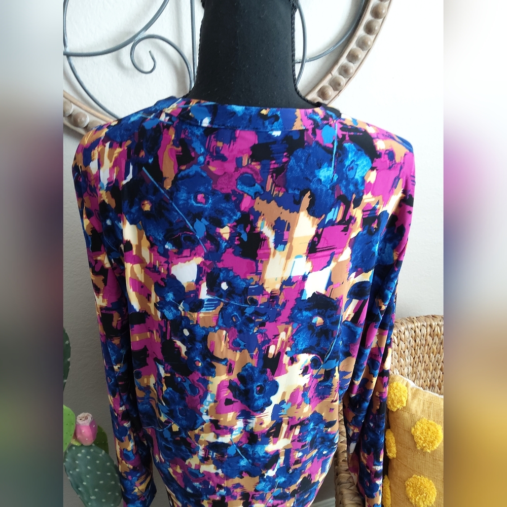 INC International Concepts Women's Floral Top - Blue and Pink - Picture 7 of 11